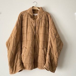 Free People Dolman Quilted Bomber Jacket Oversized Military Tan Beige Size XL